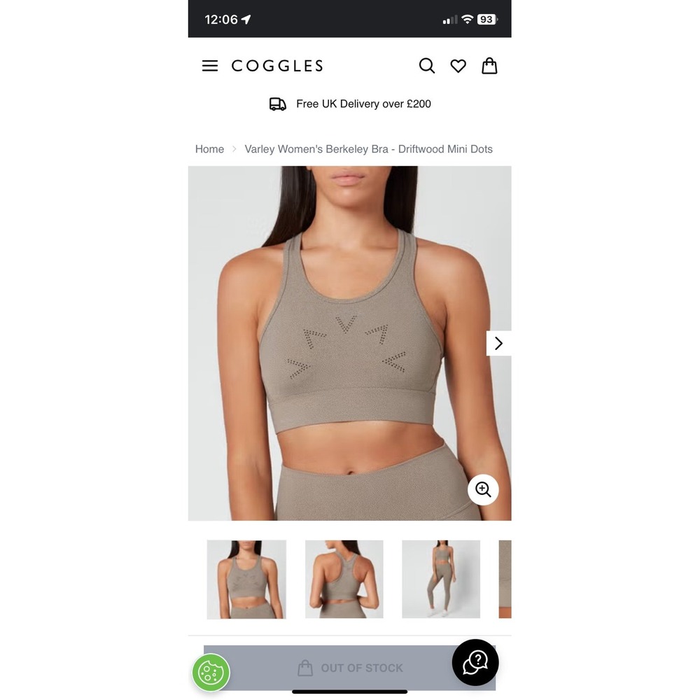 Varley Women's Berkeley sports Bra -‎ Driftwood Mini Dots